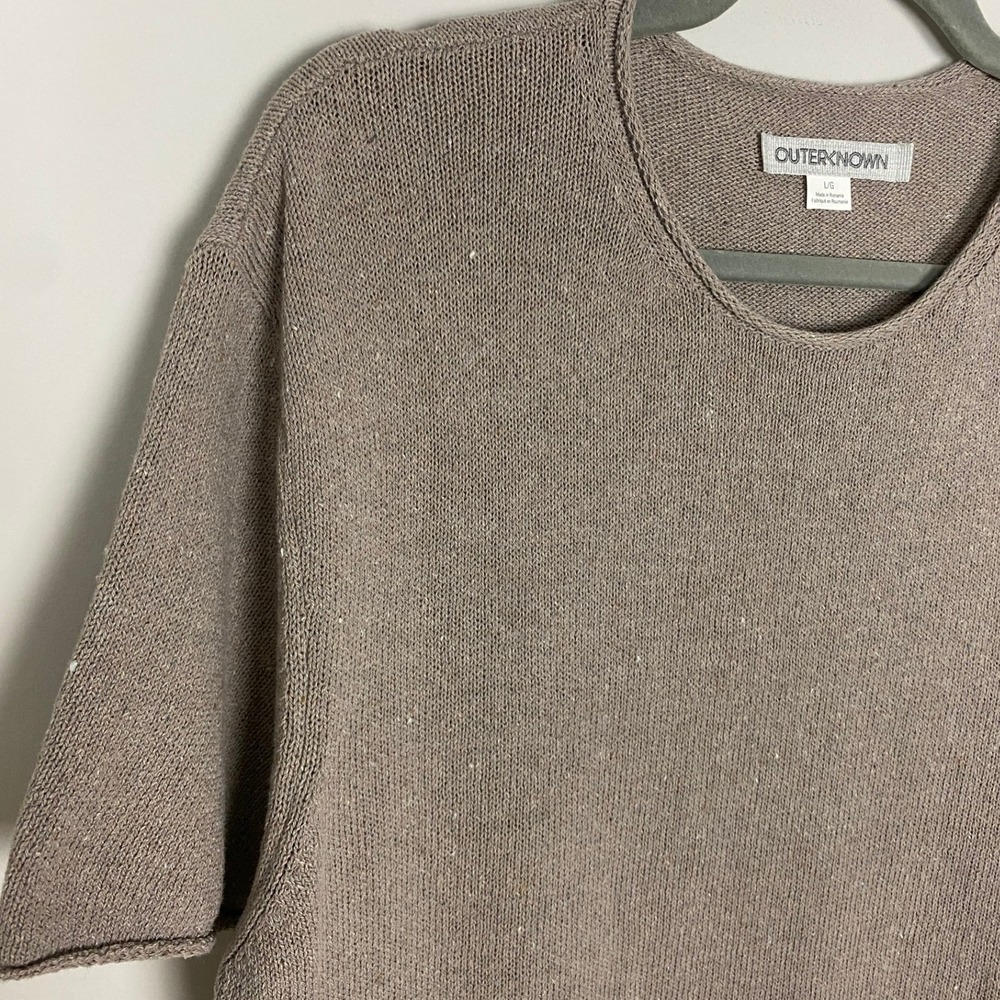 Outerknown Crescent Knit Roll Neck Sweater Womens Large Brown Short Sleeve - Picture 4 of 7